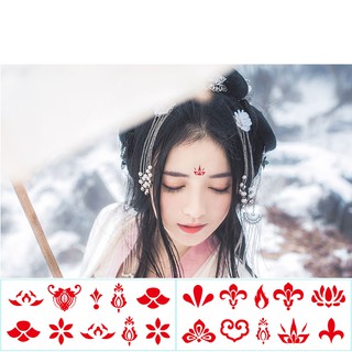 1 tấm  Hình xăm dán trán cổ trang Chu sa cho mỹ nhân Trung Hoa xinh xắn