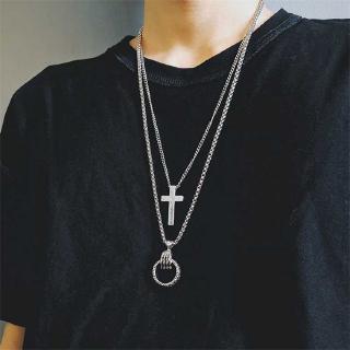 13118Ghost hand ring necklace ins earth men and women cross pendant hip hop