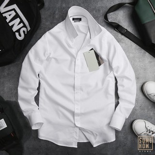 Áo Sơ mi nam trắng tay dài cao cấp chất liệu cotton chống nhăn VNXK