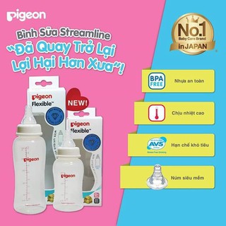 Bình Sữa Cổ Hẹp Pigeon StreamLine 150L/ 250ML - Bình Sữa Pigeon Cổ Hẹp Cho Bé