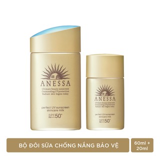 Bộ đôi chống nắng bảo vệ hoàn hảo Anessa Perfect UV Sunscreen Skincare Milk 60ml + 20ml _95187