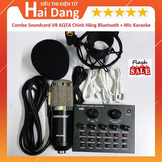 Combo Soundcard V8 AQTA  Bluetooth + Mic Karaoke Livetream BM 900, Có AutoTune Chuẩn Phòng Thu