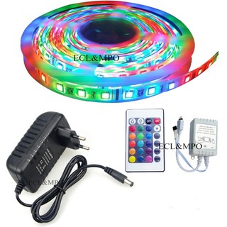 Cuộn đèn Led dây dán 5m đổi nhiều màu RGB có remote điều khiển
