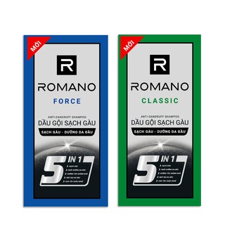 Deal add on mua tối đa được 5 Hộp 2 gói dầu gội sạch gàu Romano Classic và Force 5g
