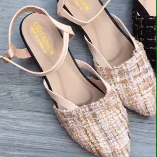 Giày nữ gót 3cm phong cách hàn quốc chất dạ hot 2019