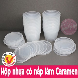 Hộp nhựa có nắp làm Caramen, sữa chua loại dày - Made in Việt Nam