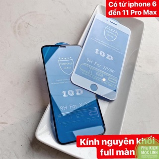 iphone 6 đến iphone 11 Pro Max  Kính cường lực 10D nền xanh full màn nguyên khối