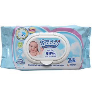 Khăn ướt em bé Bobby gói 100 miếng