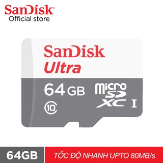 Mã ELWDSD giảm 7% đơn 150K Thẻ nhớ micro SDXC Sandisk 64GB upto 80MB/s 533X Ultra UHS-I - Hãng phân phối chính thức