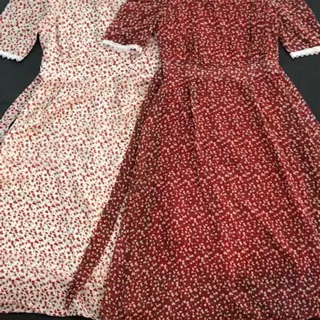 Váy hoa nhí cổ vuông tay lỡ - váy tiểu thư vintage