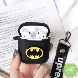 Vỏ bọc silicon hình Batman người dơi cho hộp sạc tai nghe Bluetooth AirPods 2✌ Case AirPod 1 2
