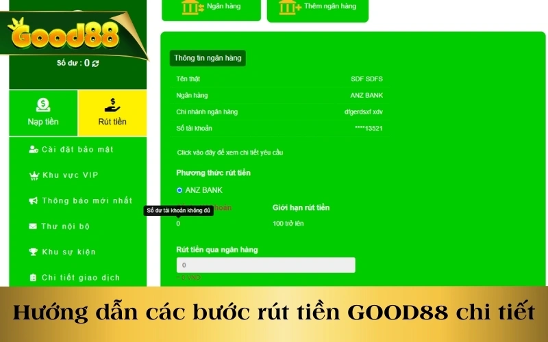 Hướng dẫn các bước rút tiền GOOD88 chi tiết nhất